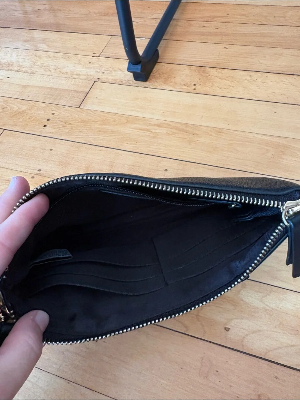 Nine West Black Textured Leather Wristlet